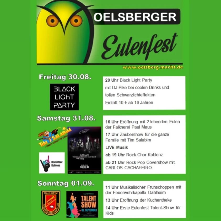 Eulenfest mit Live-Musik und Black Light Party in Oelsberg